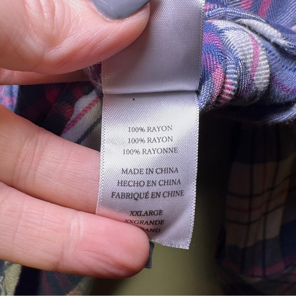 Rails Classic Plaid in Blue Pink White Button Down Long Sleeve Shirt Size XXL - Picture 6 of 8